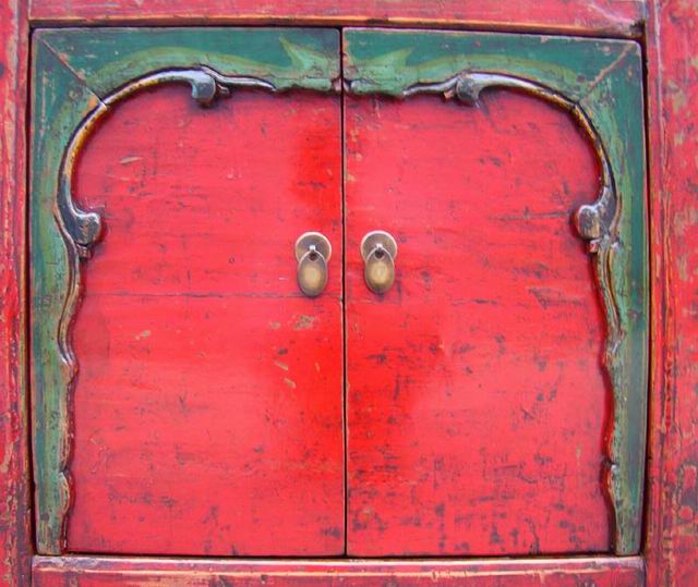 描彩四抽四门柜|painted cabinet
