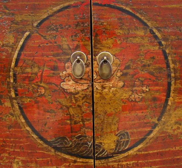 描彩四门柜|Color-painted low cabinet