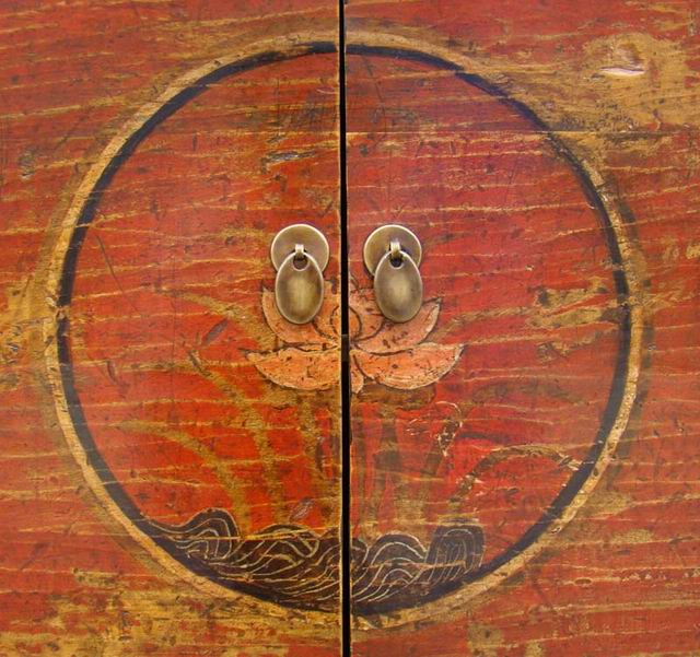 描彩四门柜|Color-painted low cabinet