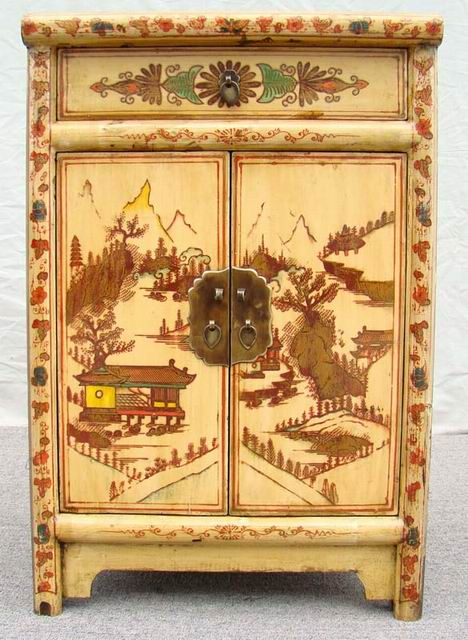 白描彩小柜|painted small cabinet