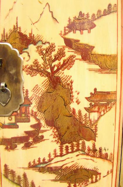 白描彩小柜|painted small cabinet