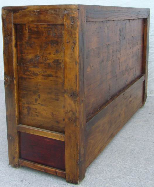 描彩三抽二门柜|painted cabinet
