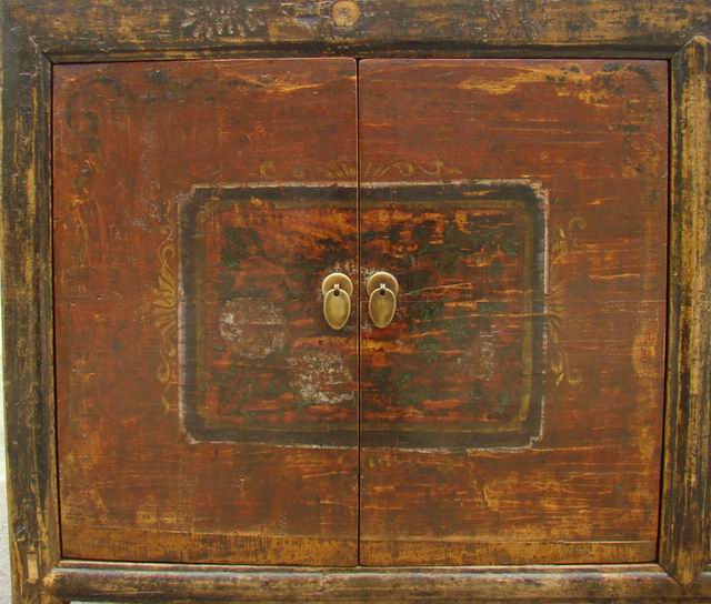 描彩四门柜|painted lower cabinet