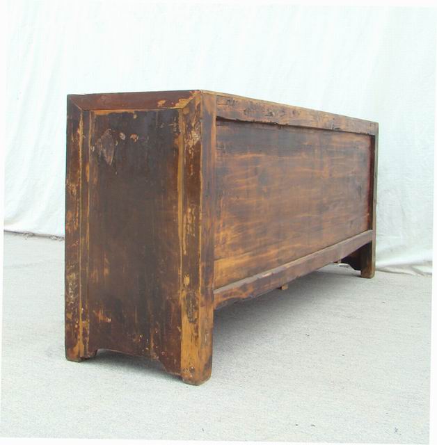 黑四门描彩柜|Color-painted low cabinet