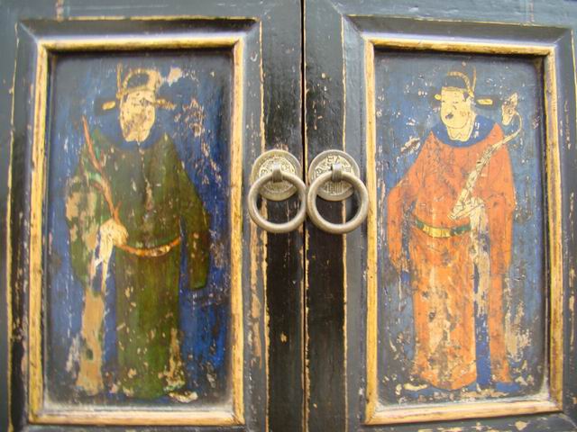 描彩五抽四门柜|painted lower cabinet