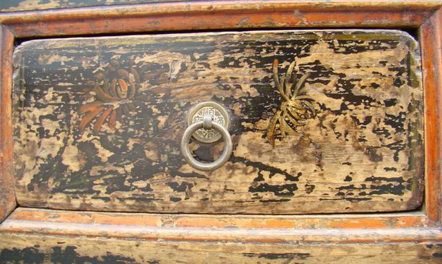 描彩五抽四门柜|painted lower cabinet