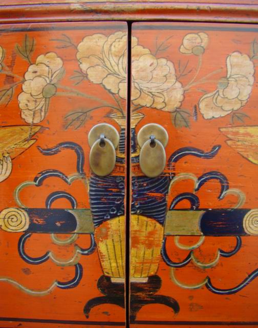描彩三抽二门柜|cabinet