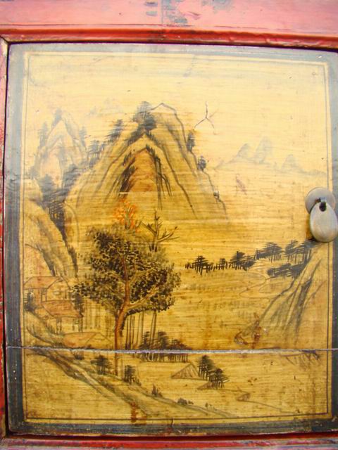 描彩三门柜|Color-painted twin cabinet