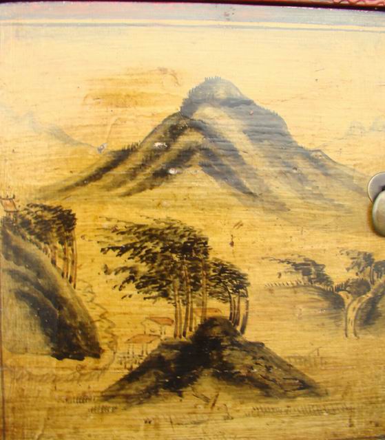 描彩三门柜|Color-painted twin cabinet