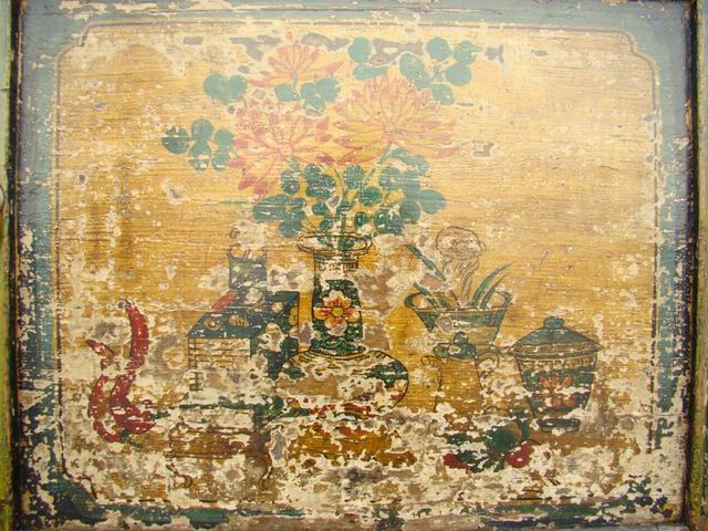 三门描彩柜|Color-painted low cabinet