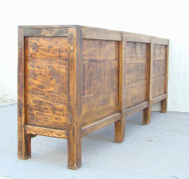 三门描彩柜|Color-painted low cabinet