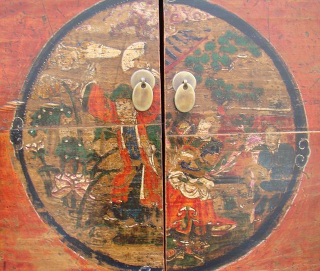 四门描彩柜|Color-painted low cabinet