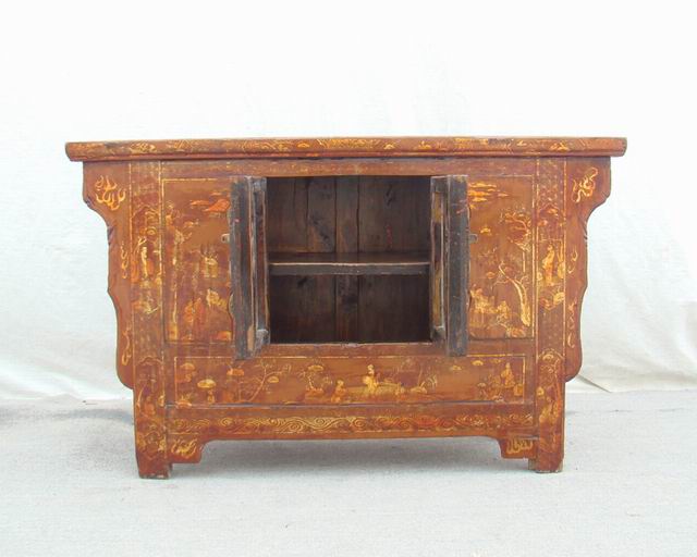 描金二门柜|Red &gilt small cabinet