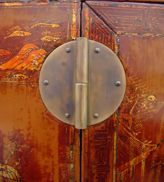 描金二门柜|Red &gilt small cabinet