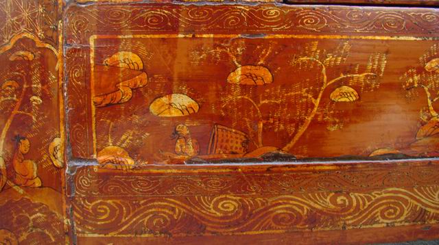 描金二门柜|Red &gilt small cabinet