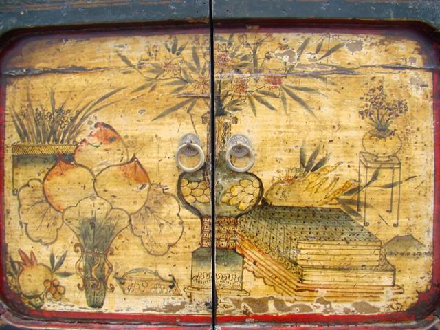 三抽六门描彩柜|Color-painted low cabinet