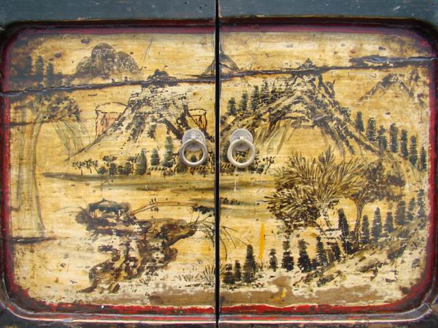 三抽六门描彩柜|Color-painted low cabinet