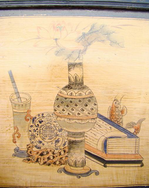 三抽三门描彩柜|Color-painted low cabinet