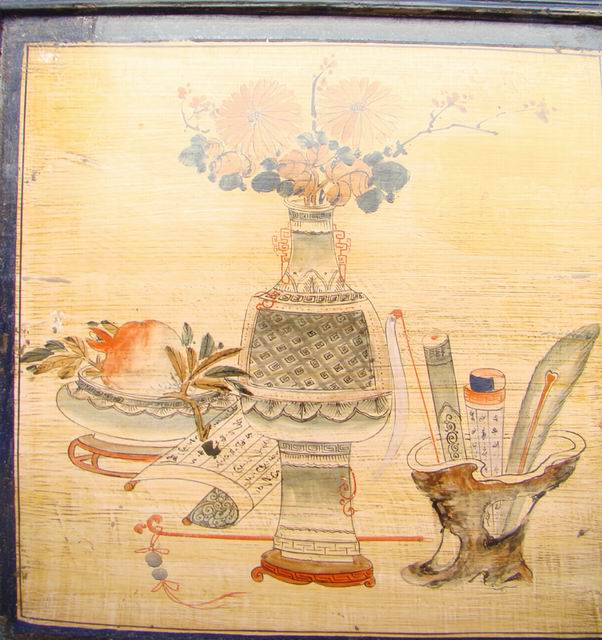 三抽三门描彩柜|Color-painted low cabinet