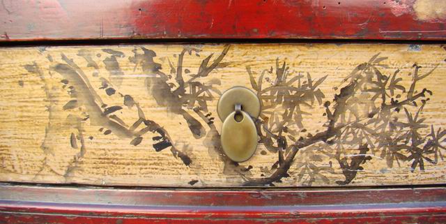 三抽三门描彩柜|Color-painted low cabinet