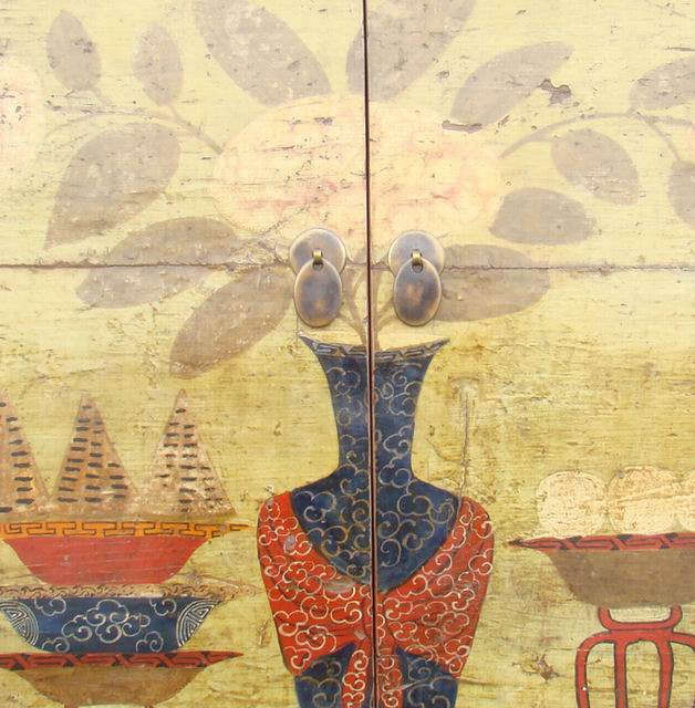 四门描彩柜|Color-painted low cabinet