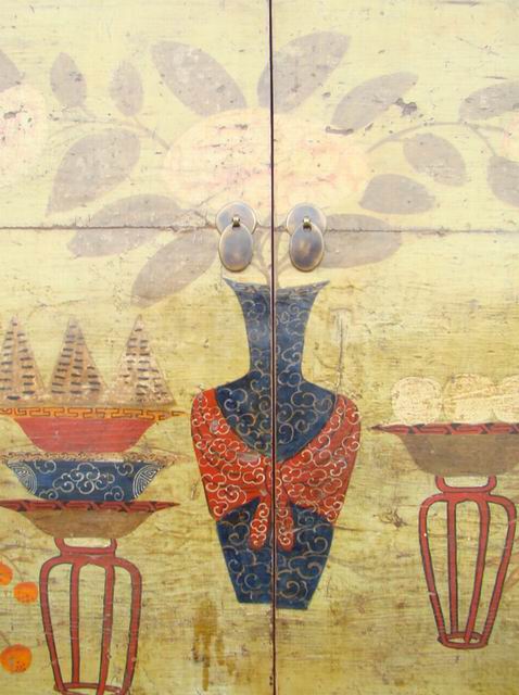 四门描彩柜|Color-painted low cabinet