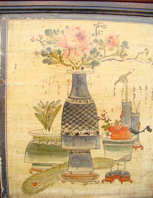 三门描彩柜|Color-painted low cabinet