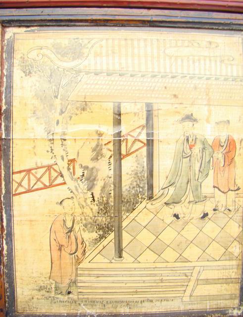 三门描彩柜|Color-painted low cabinet