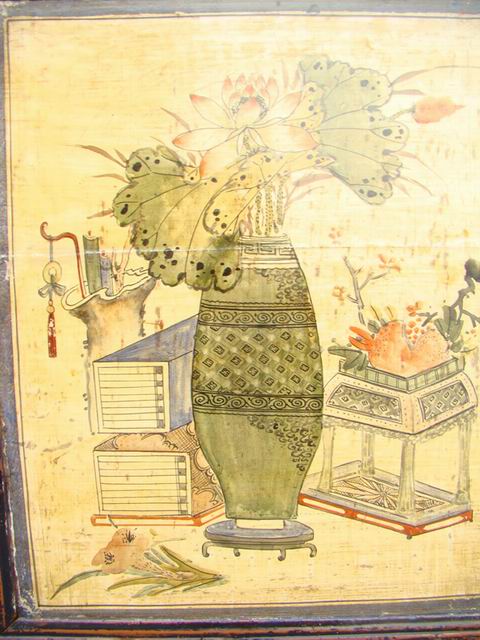三门描彩柜|Color-painted low cabinet