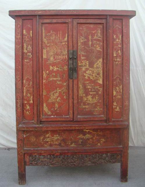 红描金大柜|Red & gilt big cabinet