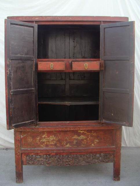 红描金大柜|Red & gilt big cabinet