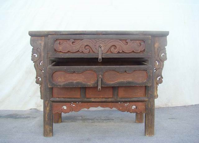 雕花二抽桌工厂|Table with 2 drawers