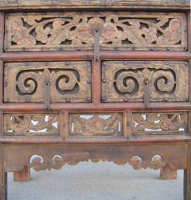 雕花三抽桌|店Table with 3 drawers