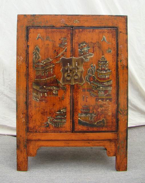 黄描彩小柜|painted small cabinet