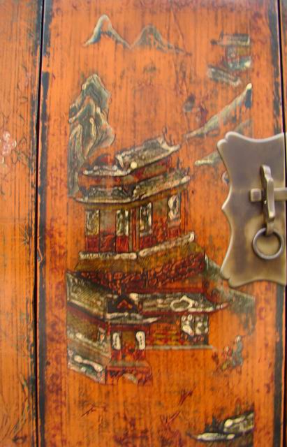 黄描彩小柜|painted small cabinet