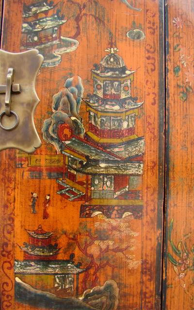 黄描彩小柜|painted small cabinet