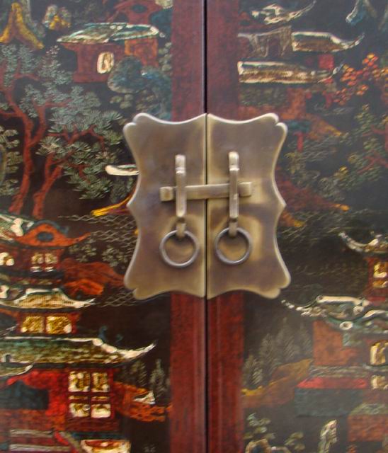 黑描彩小柜|painted small cabinet