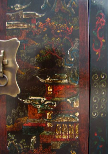 黑描彩小柜|painted small cabinet