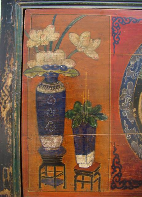 描彩二门柜|painted small cabinet