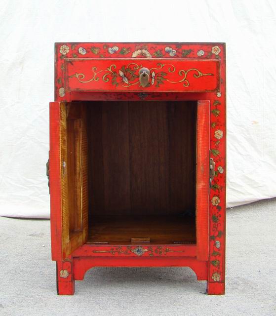 红描彩小柜|painted small cabinet
