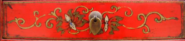 红描彩小柜|painted small cabinet