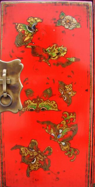 红描彩小柜|painted small cabinet