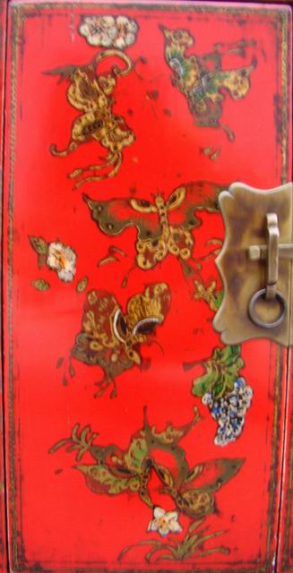 红描彩小柜|painted small cabinet