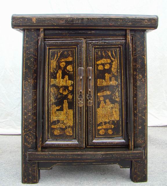 黑描金小柜|gold gilt cabinet