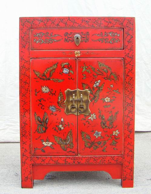 红描彩小柜|red painted small cabinet