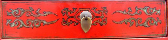 红描彩小柜|red painted small cabinet