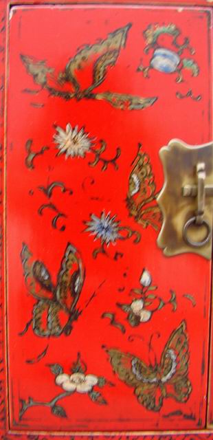红描彩小柜|red painted small cabinet