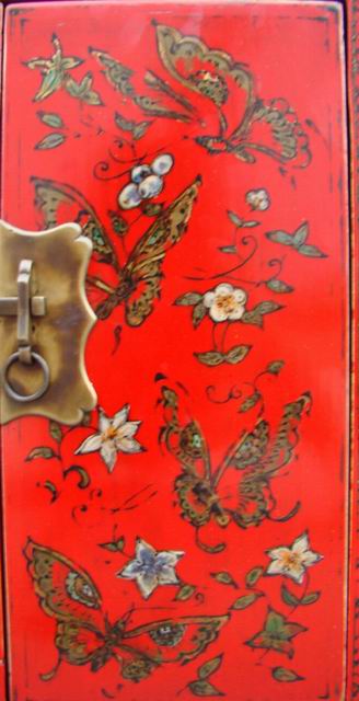 红描彩小柜|red painted small cabinet