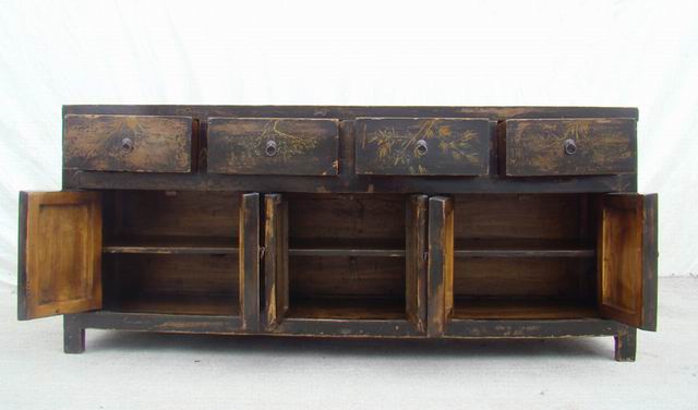四抽六门描彩柜|Color-painted low cabinet