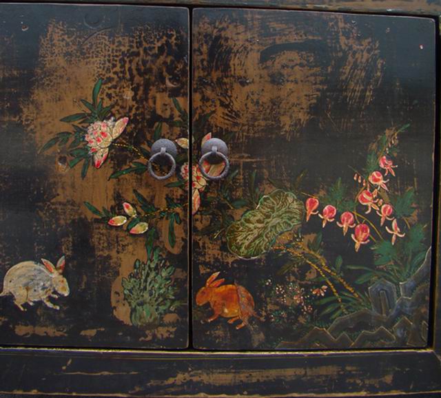 四抽六门描彩柜|Color-painted low cabinet
